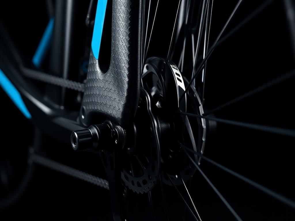 Detalle de transmisión y freno de disco de una bicicleta